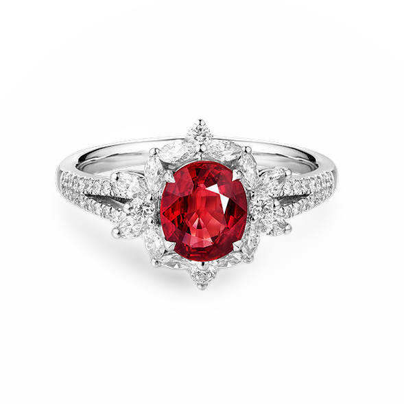 18K White Gold 1.51CT Natural Pigeon Blood Ruby Engagement Ring