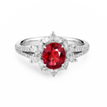 18K White Gold 1.51CT Natural Pigeon Blood Ruby Engagement Ring