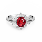 18K White Gold 1.51CT Natural Pigeon Blood Ruby Engagement Ring