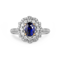 18K White Gold 1.19CT Natural Royal Blue Sapphire Engagement Ring