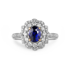 18K White Gold 1.19CT Natural Royal Blue Sapphire Engagement Ring