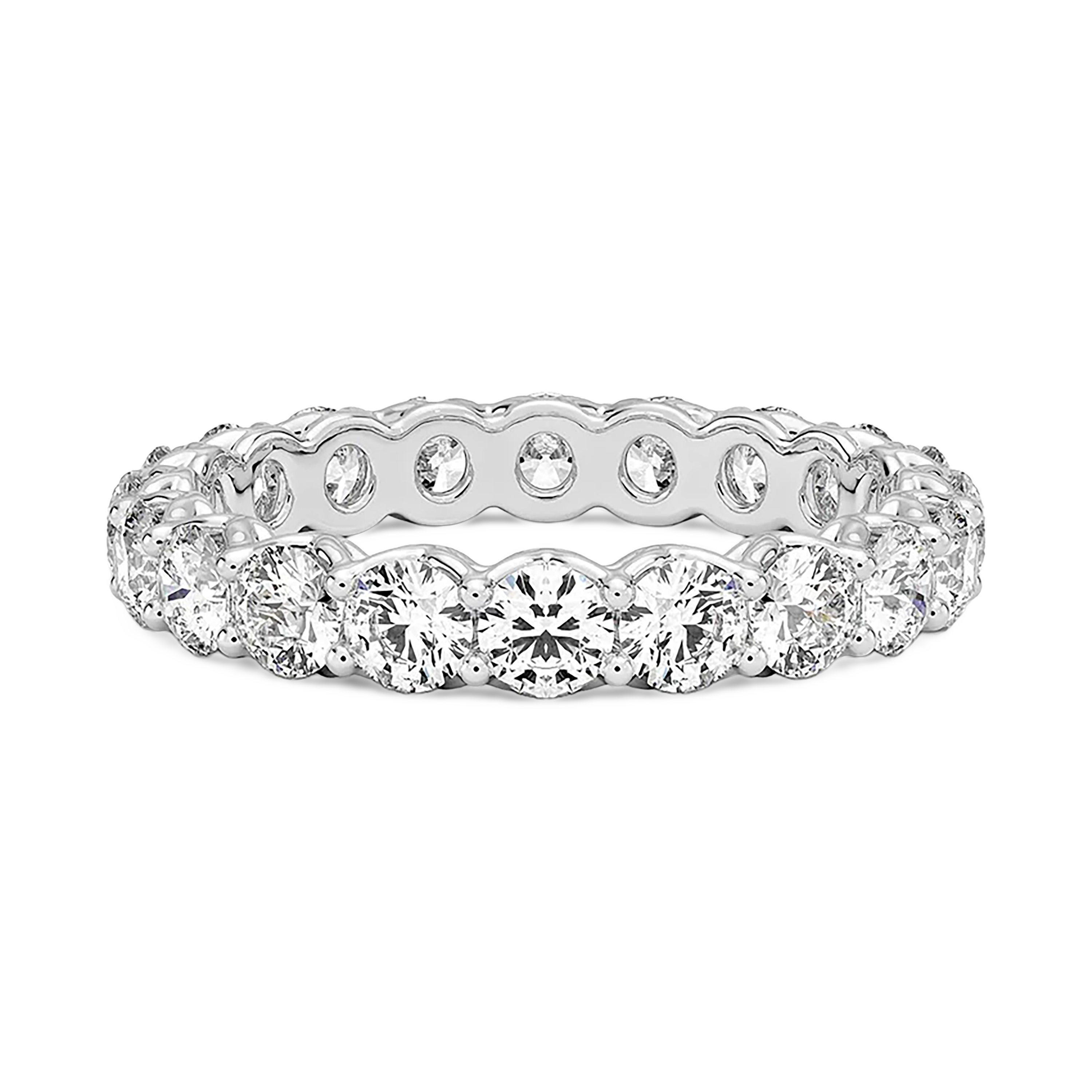 18K White Gold Natural Round Diamond Eternity Wedding Ring