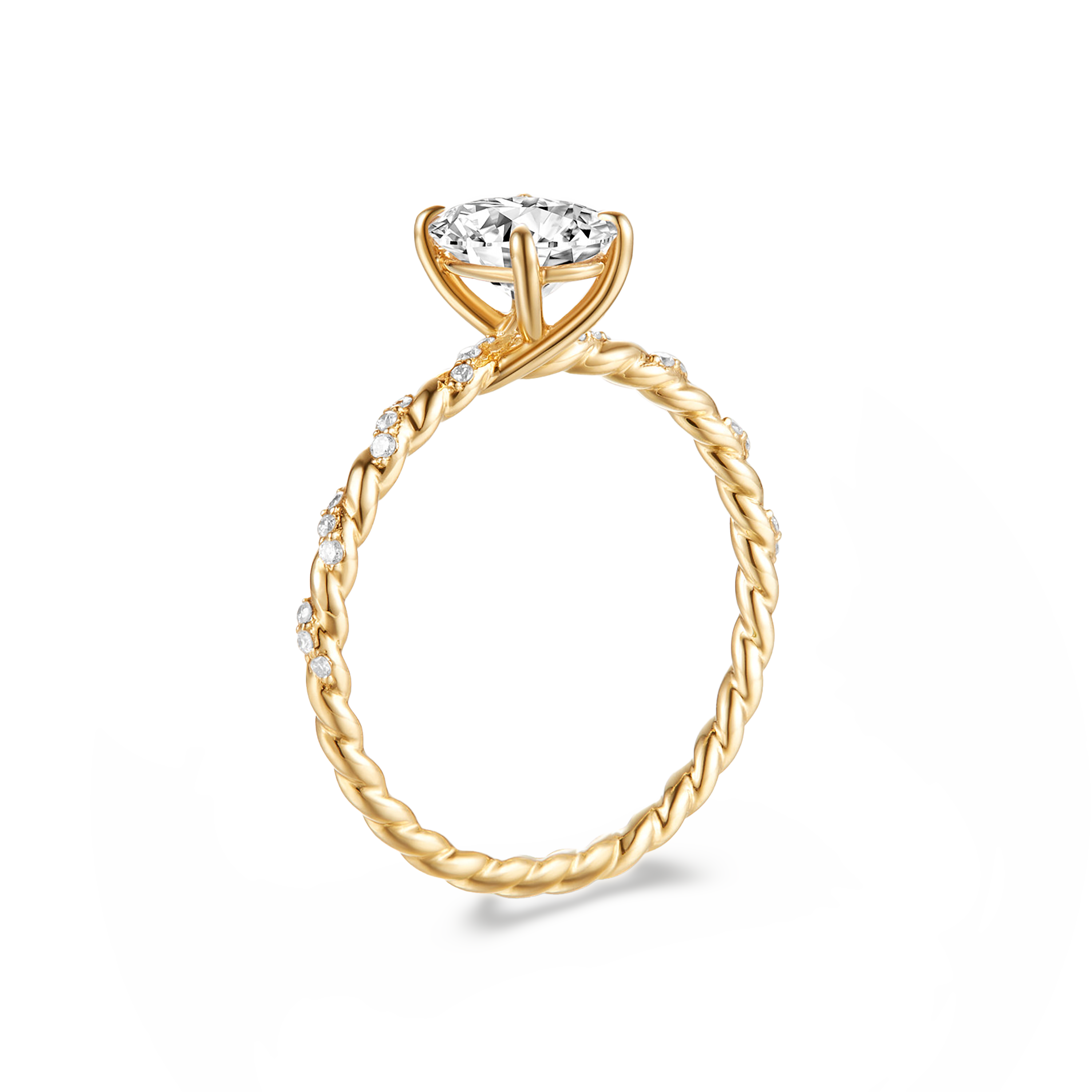 18K Yellow Gold 1CT Natural Oval Diamond Vine Engagement Ring