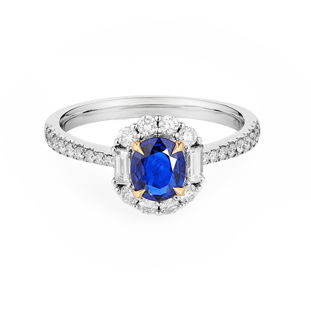 18K White Gold 0.9CT Natural Royal Blue Sapphire Engagement Ring