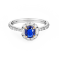 18K White Gold 0.9CT Natural Royal Blue Sapphire Engagement Ring