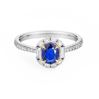 18K White Gold 0.9CT Natural Royal Blue Sapphire Engagement Ring