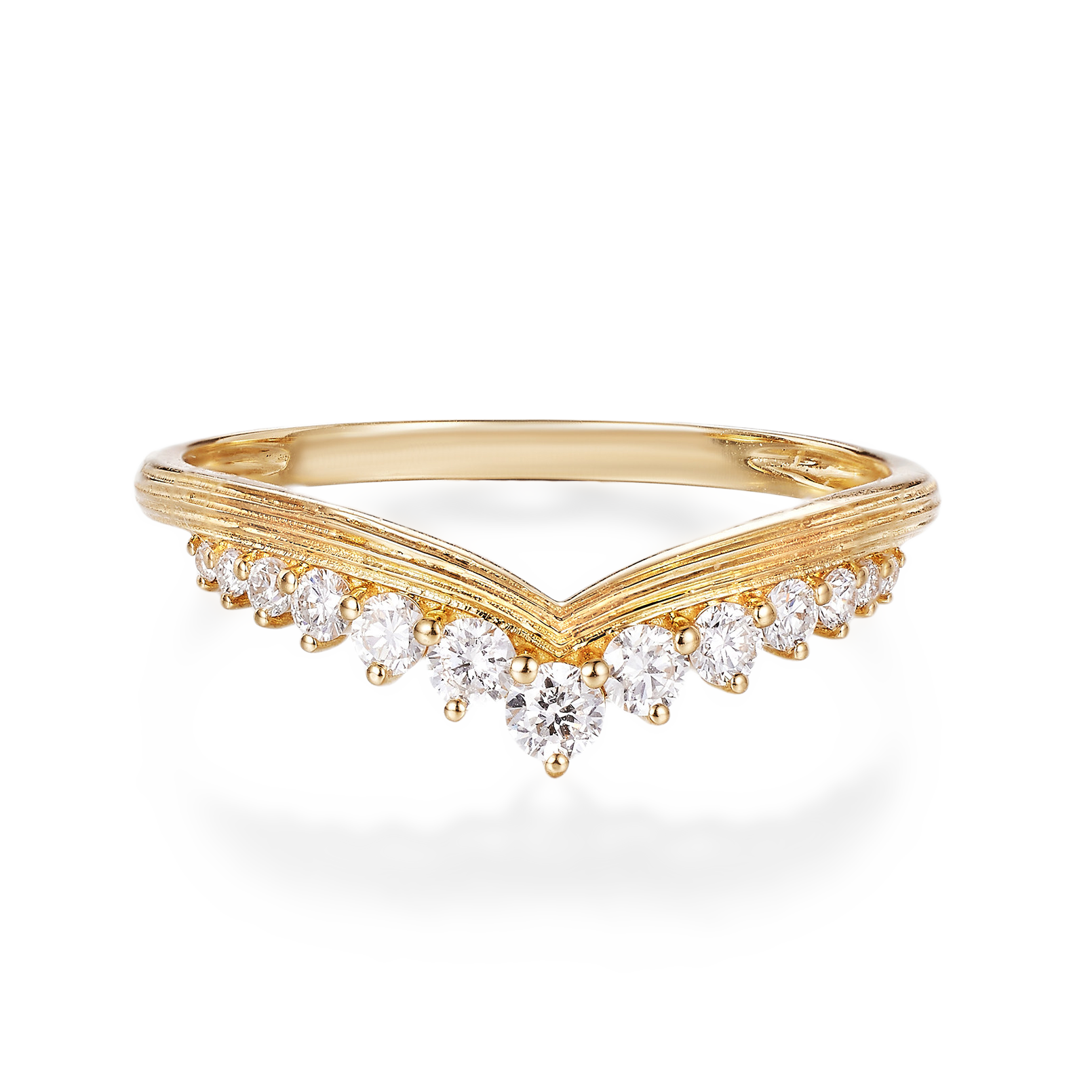 18K Gold Brushed Finish Fitted Wedding Band