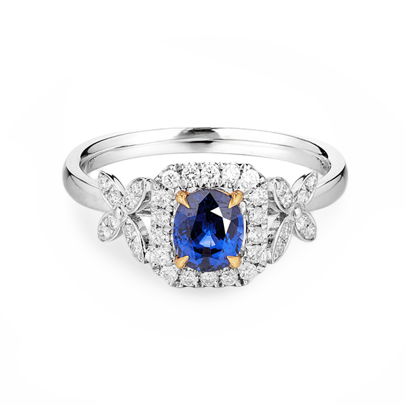 18K White Gold 0.7CT Natural Royal Blue Sapphire Engagement Ring