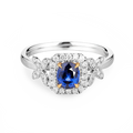 18K White Gold 0.7CT Natural Royal Blue Sapphire Engagement Ring