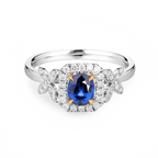 18K White Gold 0.7CT Natural Royal Blue Sapphire Engagement Ring