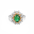 18K White Gold 1.64CT Natural Emerald Engagement Ring
