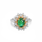 18K White Gold 1.64CT Natural Emerald Engagement Ring