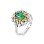 18K White Gold 1.64CT Natural Emerald Engagement Ring