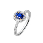 18K White Gold 0.9CT Natural Royal Blue Sapphire Engagement Ring
