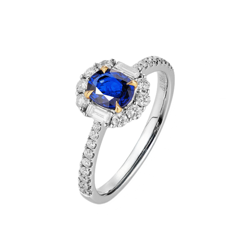 18K White Gold 0.9CT Natural Royal Blue Sapphire Engagement Ring