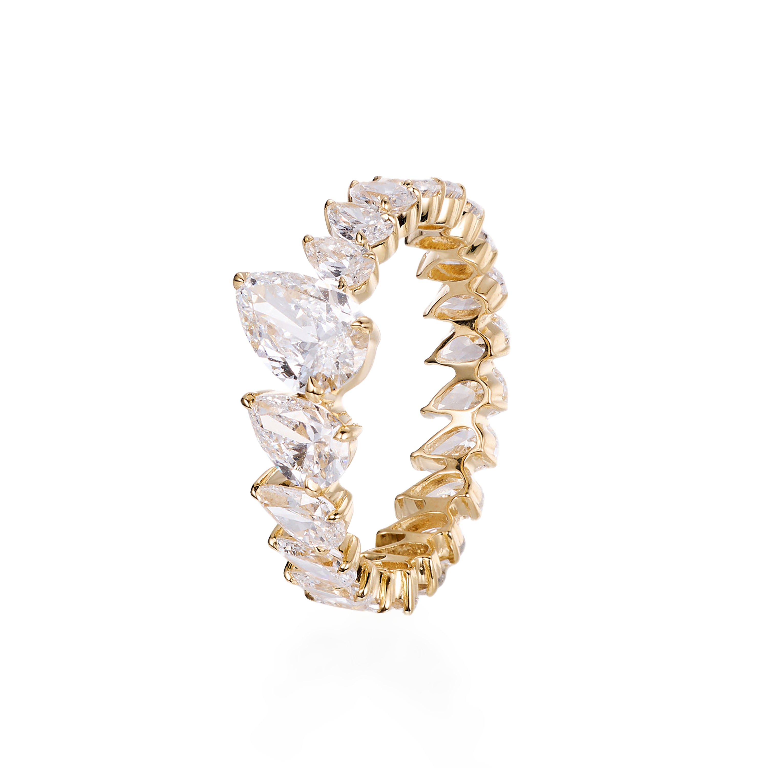 18K Yellow Gold Natural Pear Shaped Diamond Eternity Wedding Ring