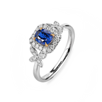 18K White Gold 0.7CT Natural Royal Blue Sapphire Engagement Ring