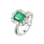 18K White Gold 1.65CT Natural Emerald Engagement Ring