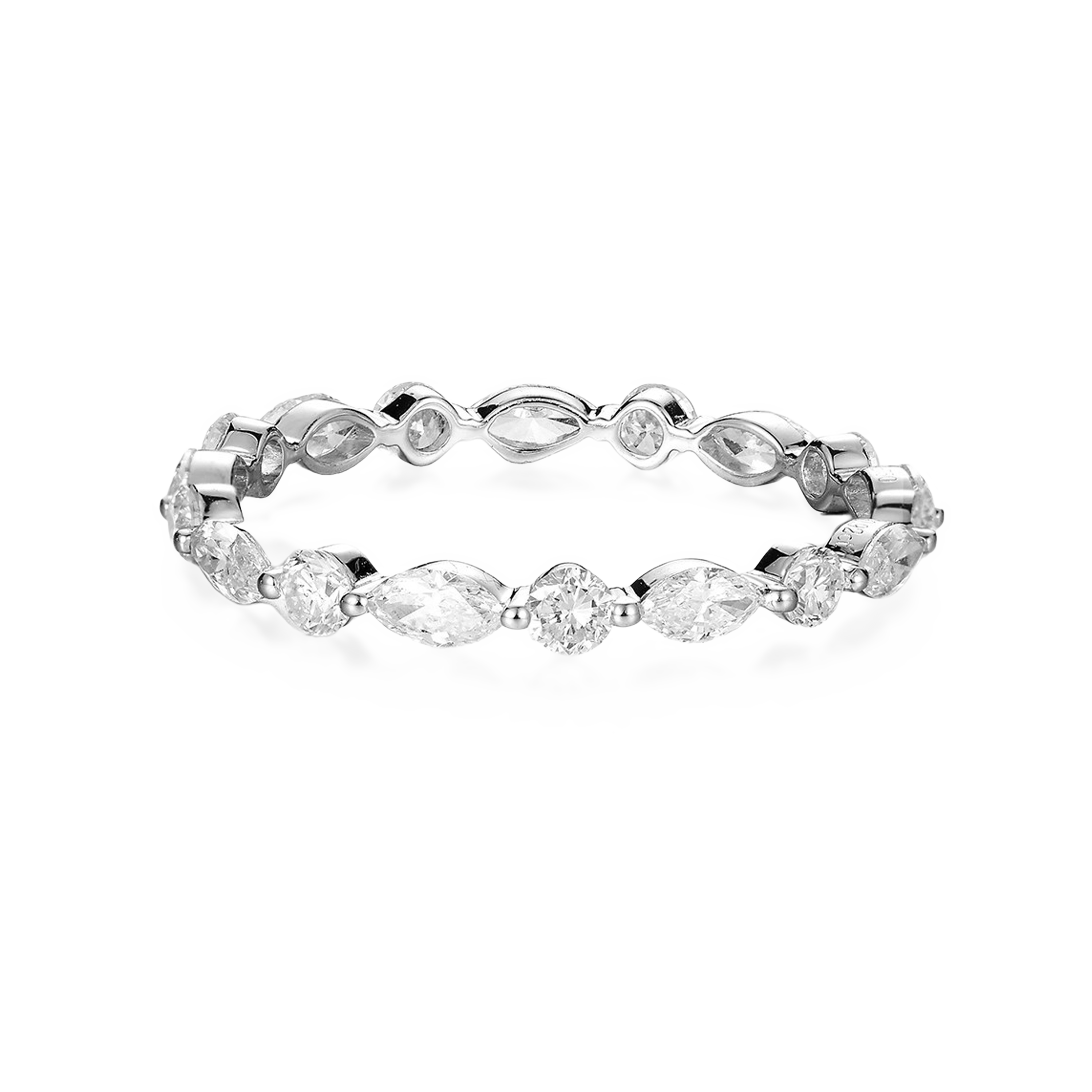 18K Gold Natural Marquise & Round Diamond Eternity Wedding Band