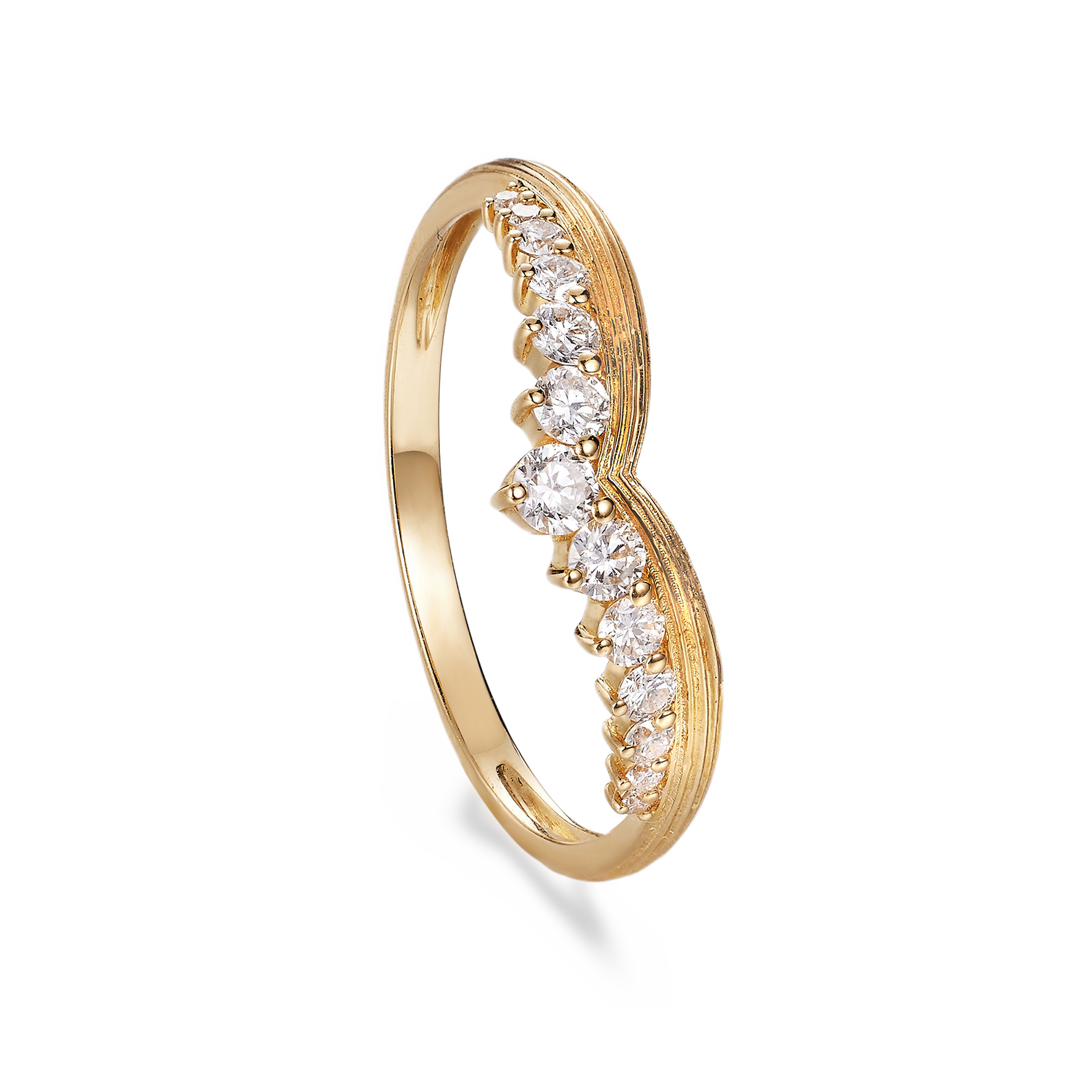 18K Gold Brushed Finish Fitted Wedding Band