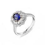 18K White Gold 1.19CT Natural Royal Blue Sapphire Engagement Ring