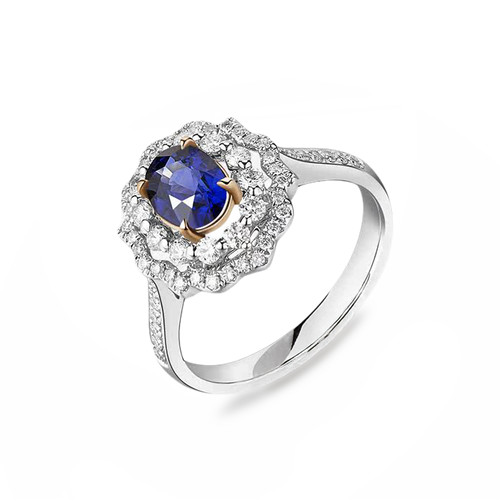 18K White Gold 1.19CT Natural Royal Blue Sapphire Engagement Ring