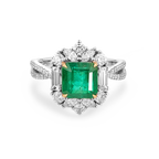18K White Gold 1.65CT Natural Emerald Engagement Ring